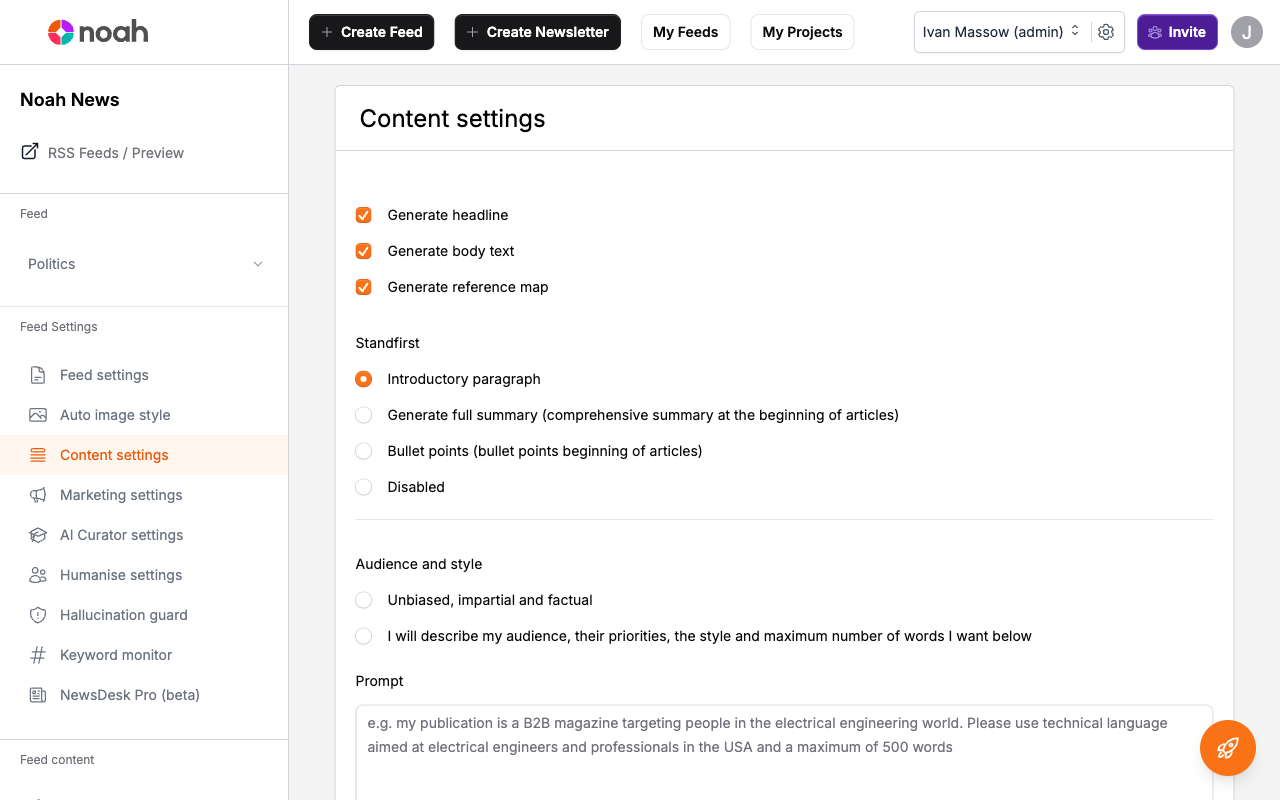 Content Settings page